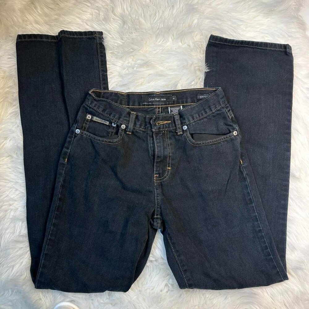 size 2 y2k style dark wash calvin klein bootcut jeans